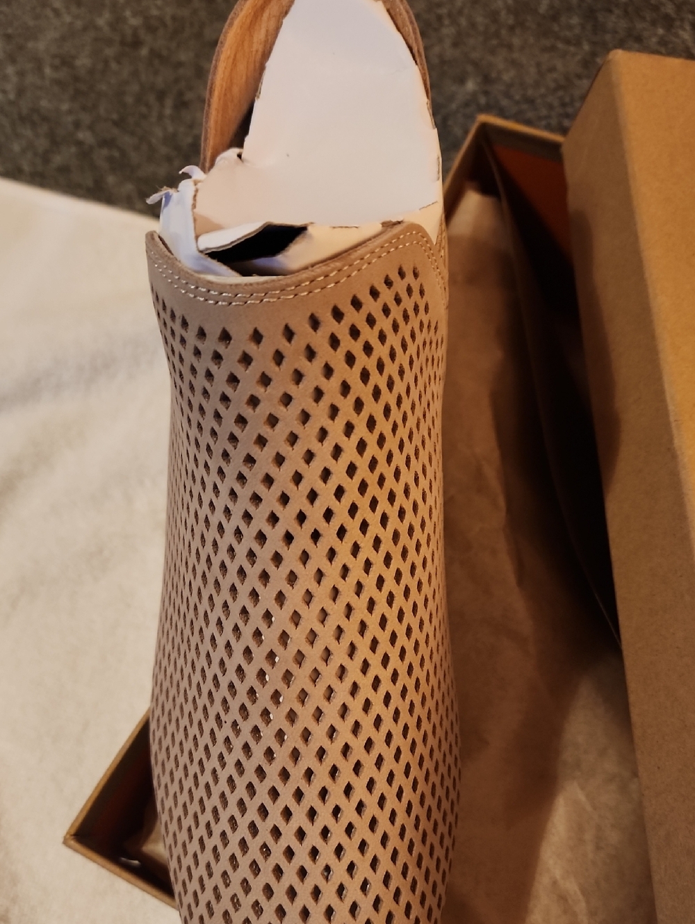 Kenneth Cole Beige Perforated Slip-On Bootie